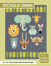 Load image into Gallery viewer, Spectacular Savanna - 64"x84" Animal Sampler Quilt Pattern with Bonus Projects by Elizabeth Hartman