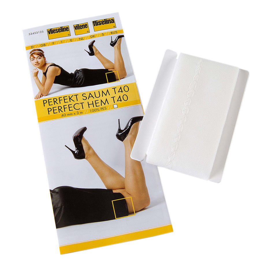 T40 - Vlieseline - Perfect Hem - Elastic Adhesive Tape - White - 40mm x 3m