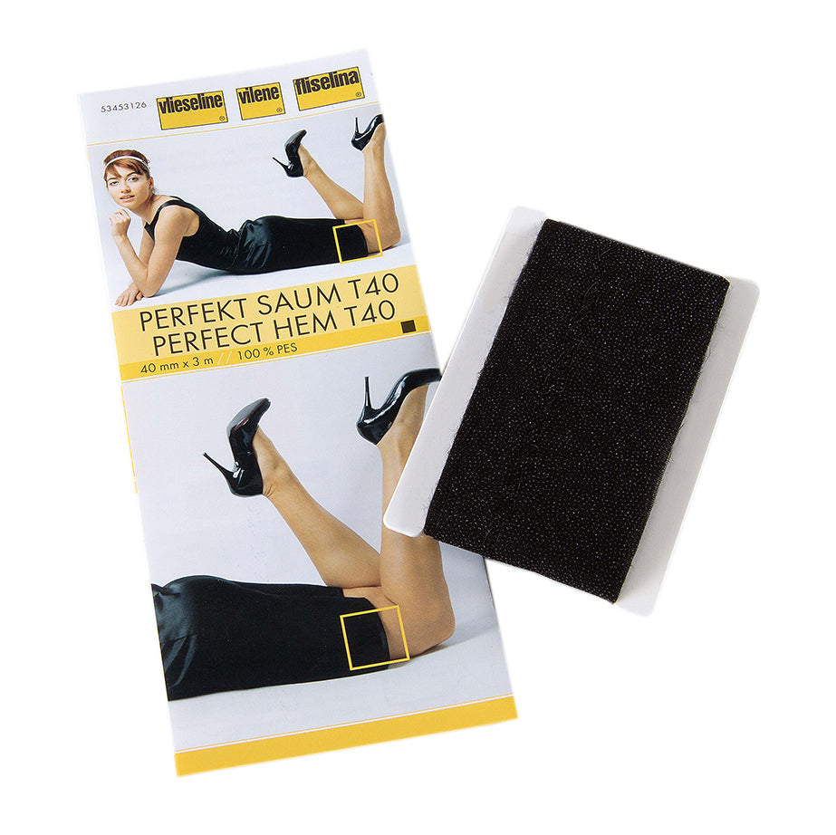 T40 - Vlieseline - Perfect Hem - Elastic Adhesive Tape - Black - 40mm x 3m