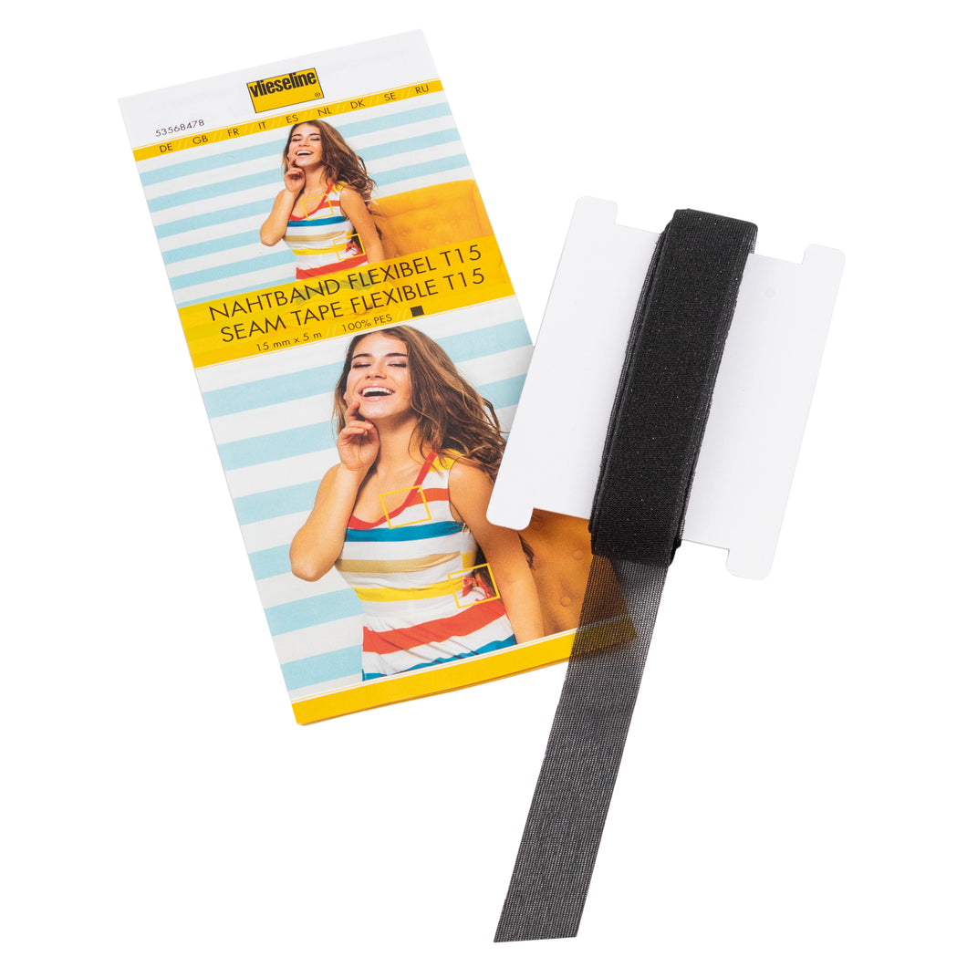 T15 - Vlieseline - Flexible Seam Tape - Black - 5m x 15mm