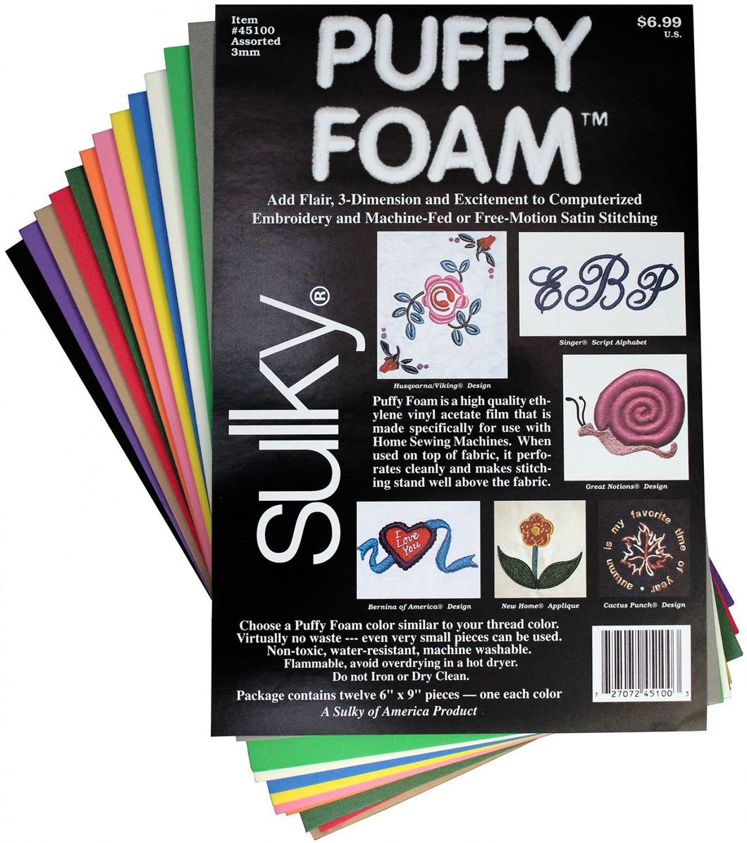 45100 - Foam Puffy 3mm 1 6in x 9in 12 Color Assortment