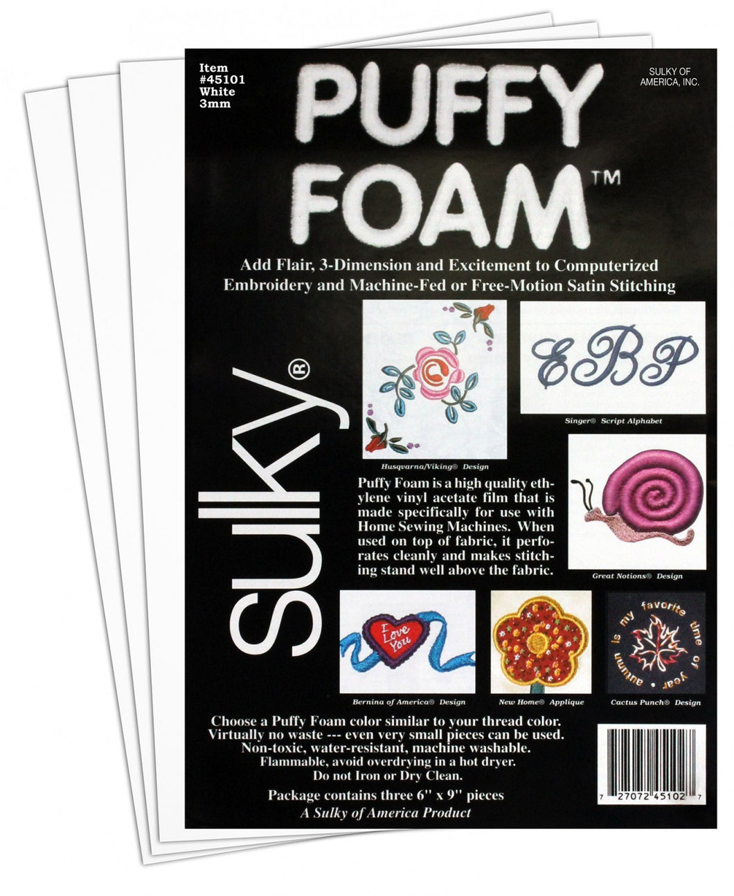 45101 - Foam Puffy White 3mm 6in x 9in
