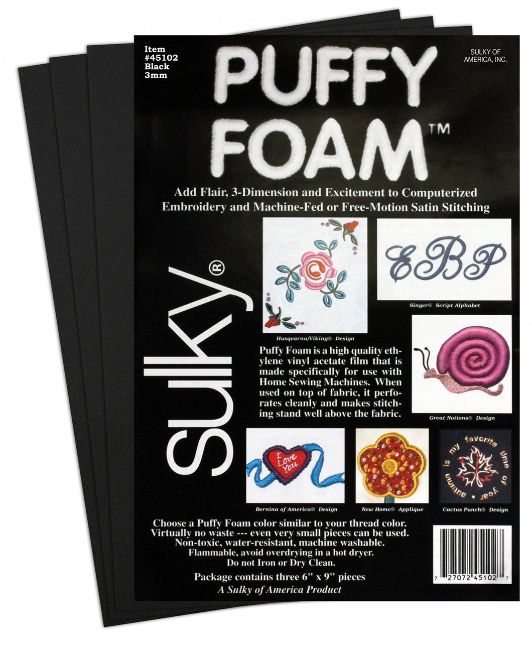 45102 - Foam Puffy Black 3mm 6in x 9in