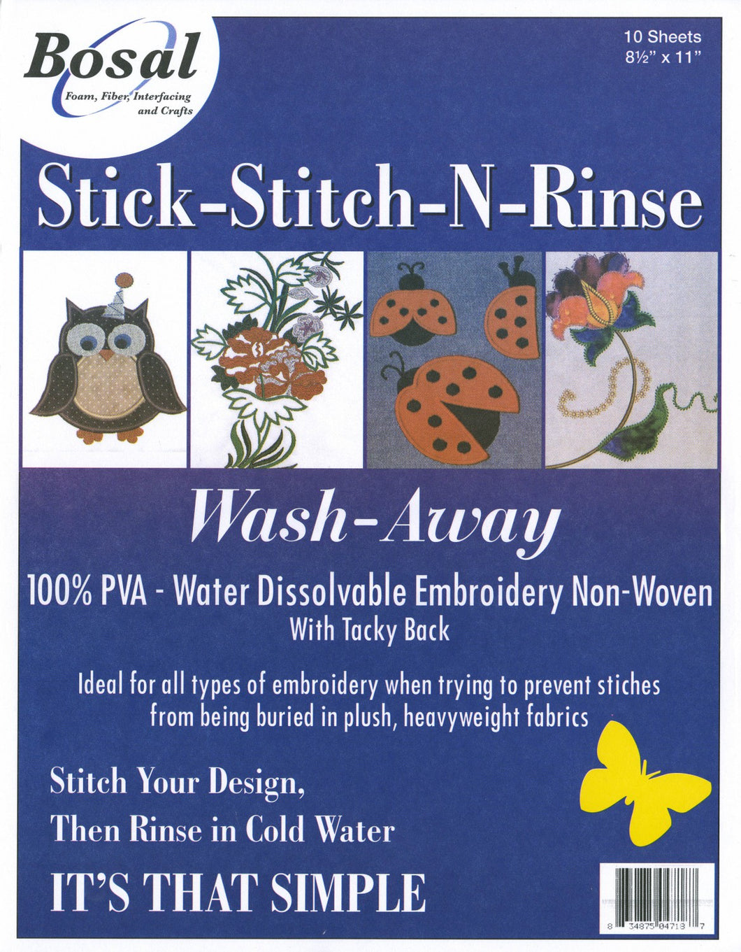 471-8 - Stick-Stitch-n-Rinse Sheets - 8-1/2in x 11in - 10 sheets - Bosal