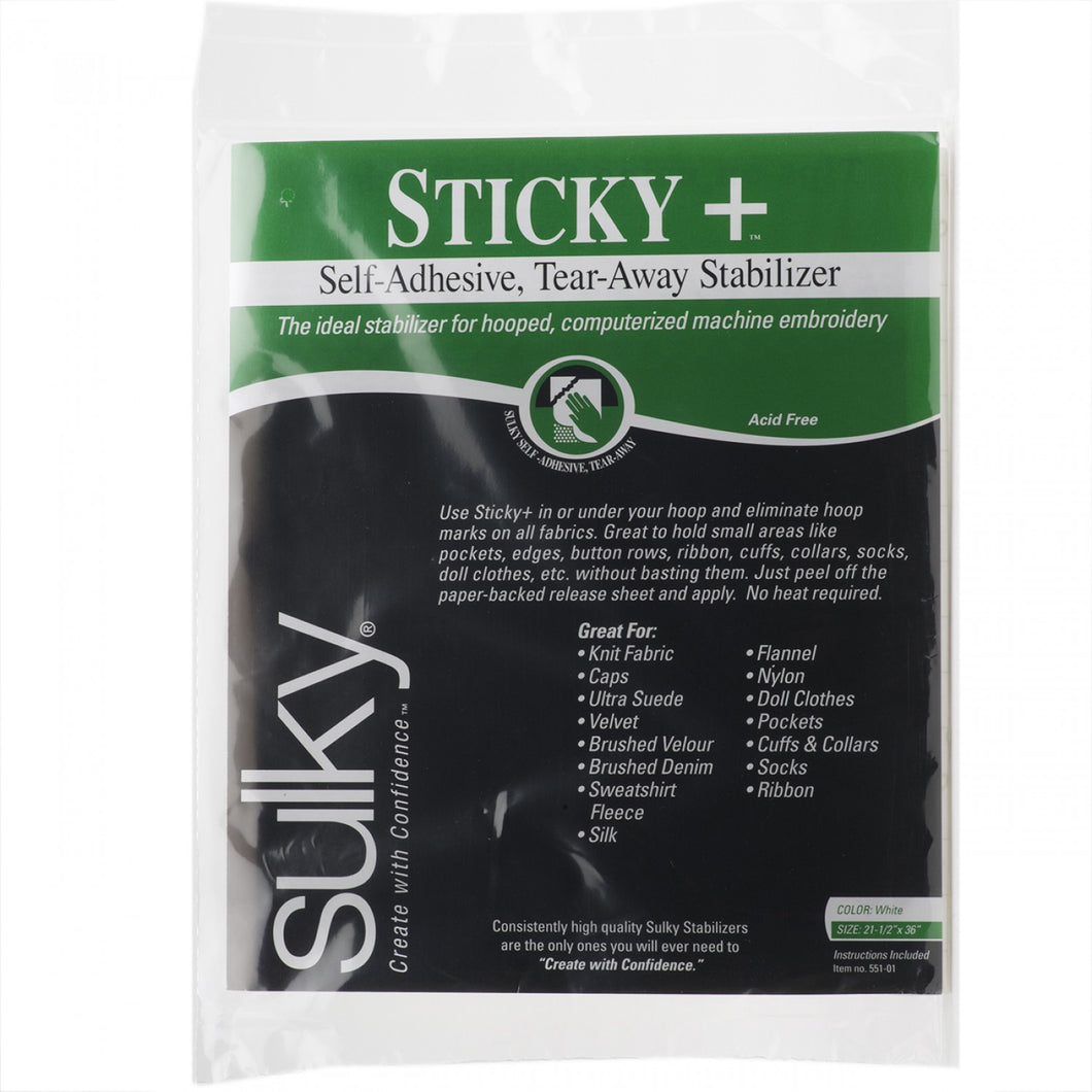 551-01 - Sticky Plus Self-Adhesive Tear-Away White 22 1/2in x 36in - Sulky