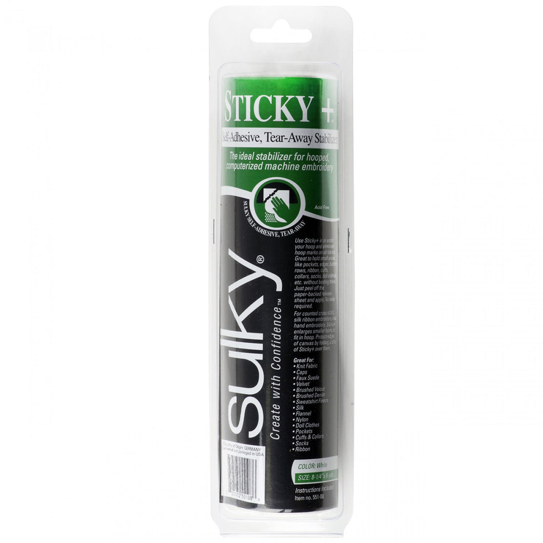 551-08 - Sticky Plus Self-Adhesive Tear-Away Stabilizer White 8 1/4in x 6yds