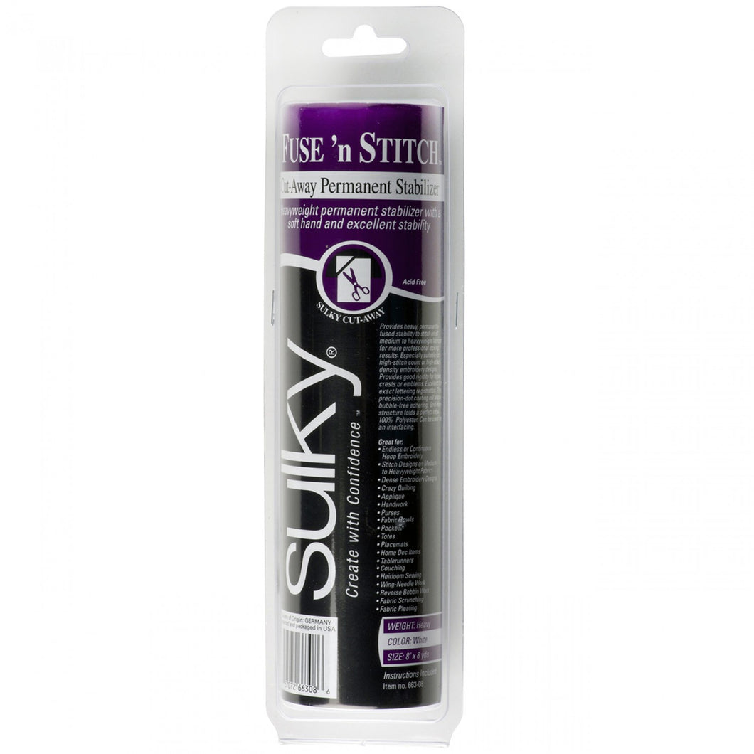 663-08 - Cut Away Fuse N Stitch Stabilizer White 8in x 8yds