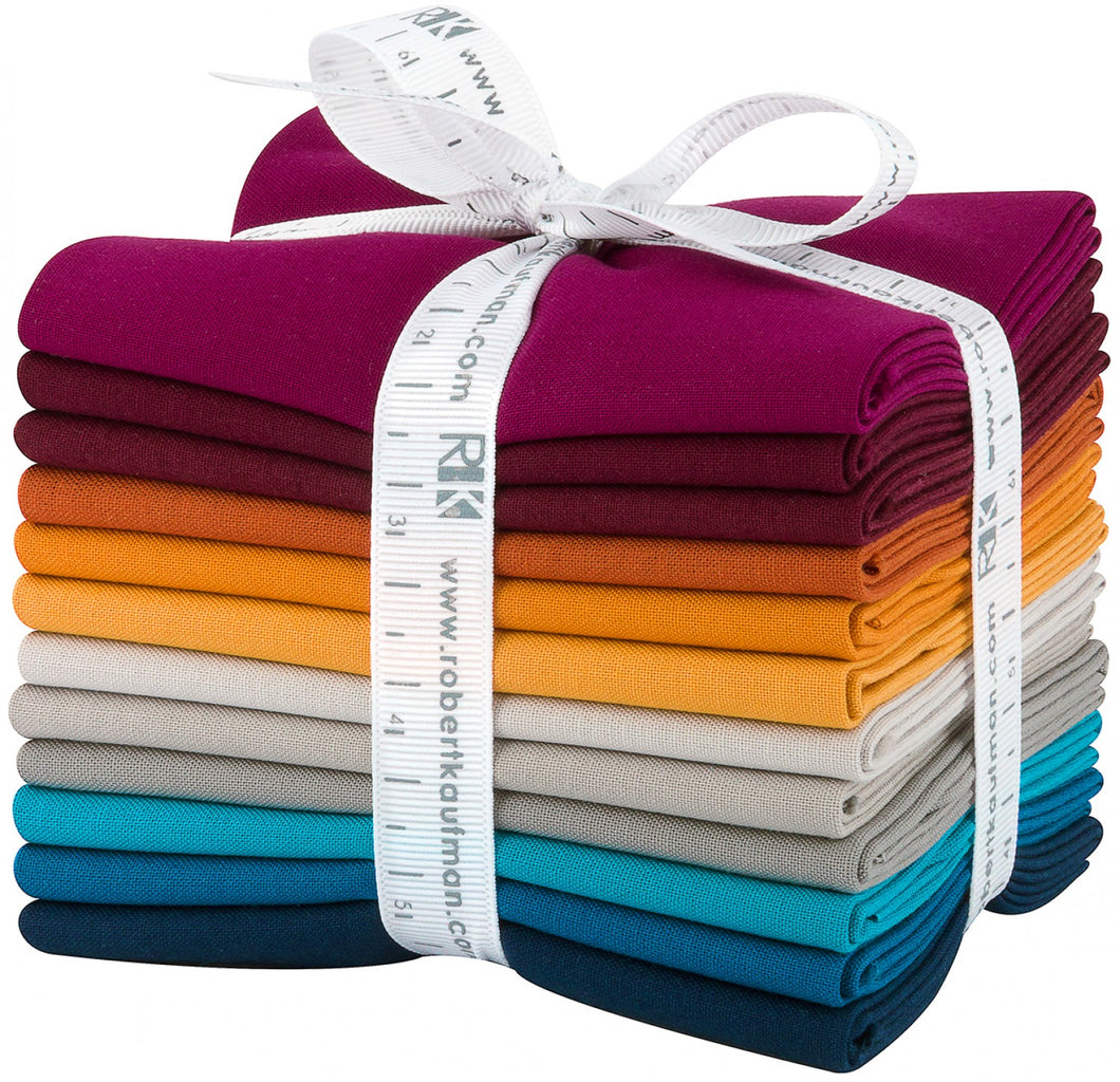 FQ-1384-12 - Fat Quarter Kona Cotton -  Tuscan Skies Palette -  12pcs/bundle