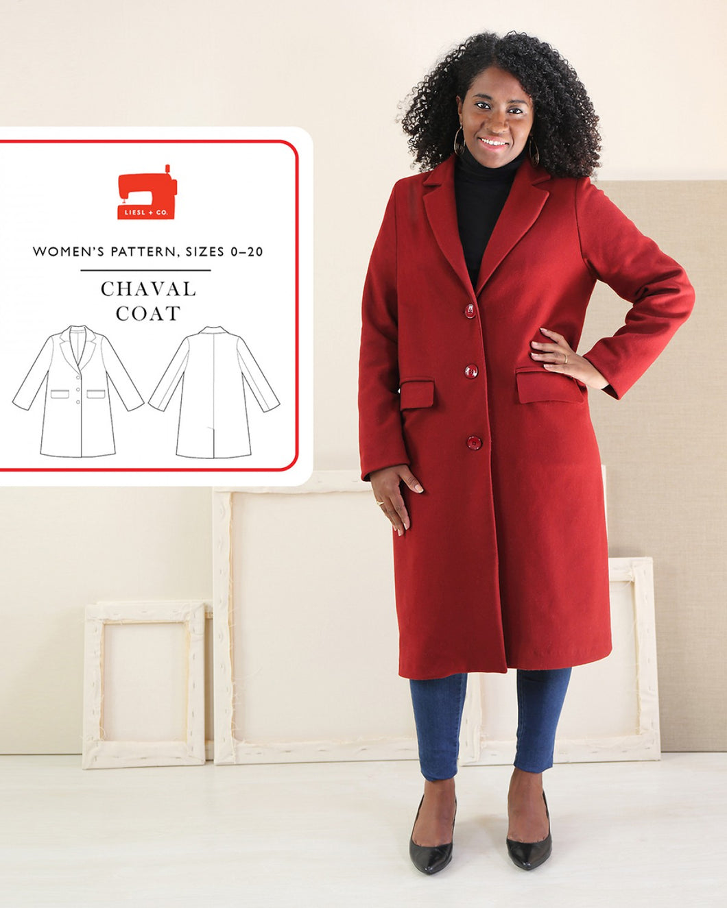 Chavel Coat - Sewing Pattern - Liesl & Co - Sizes 0-20 - Diff 3/4