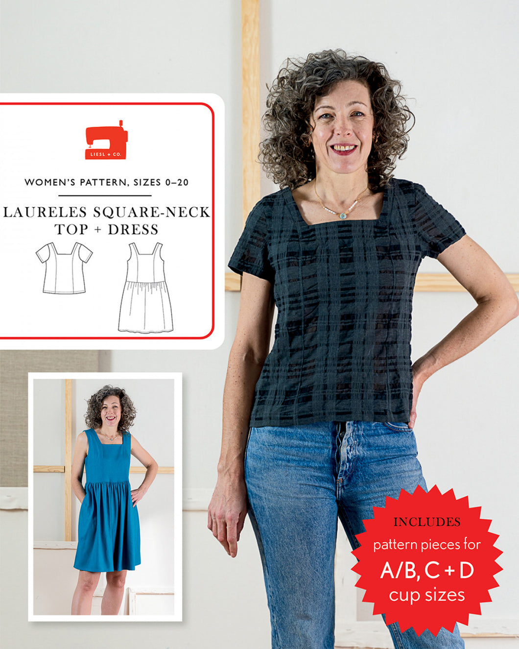 Laureles Square-Neck Top & Dress - Sewing Pattern - Liesl & Co - Sizes 0-20 - Diff 1/4