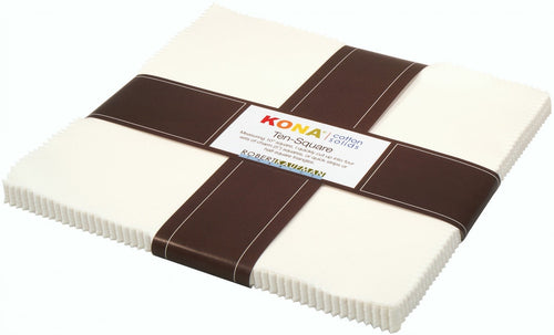 TEN-121-42 - 10in x 10in - Kona Cotton Solids - Snow Colorstory - 42pcs/bundle/charm Pack - Robert Kaufman