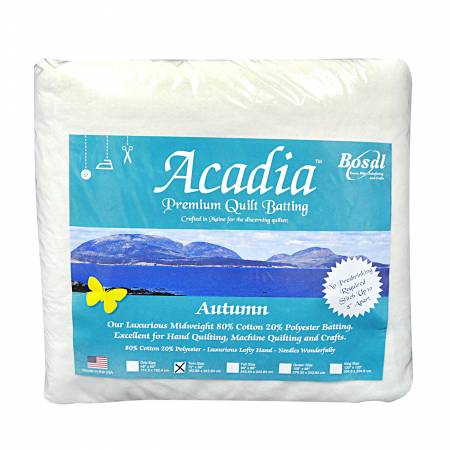 386B-WHT Acadia Premium 80% Cotton 20% Polyester Batting 4oz 72in x 90in - Bosal