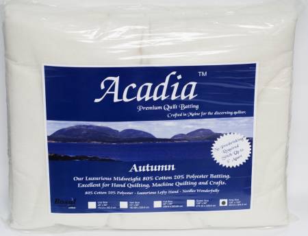 388B-WHT Acadia Premium 80% Cotton 20% Polyester Batting 4oz 108in x 94in - Bosal