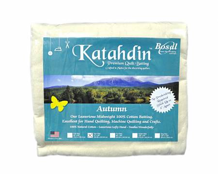 396B-WHT Katahdin Premium 100% Cotton Batting - Autumn 4oz - 72in x 90in - Bosal