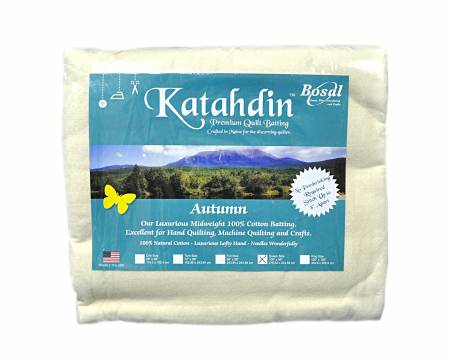 398B-WHT Katahdin Premium 100% Cotton Batting - Autumn 4oz - 108in x 90in - Bosal