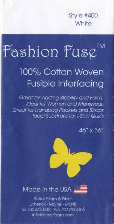 400B-WHT Fashion Fuse 100% Cotton Woven Fusible Interfacing - Bosal