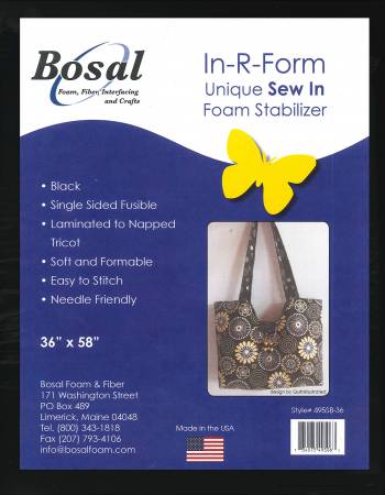 495BSB-36 In-r-form Single Sided Fusible Foam Stabilizer Black 58in x 36in - Bosal