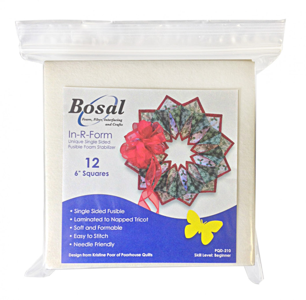 495-6 Single Sided Fusible Foam Stabiliser 6in x 6in Squares (12 Pack)