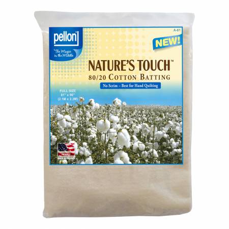 A-81 Pellon Natures Touch Natural Blend 80/20 Batting No Scrim Full-sized 81in x 96in - Pellon