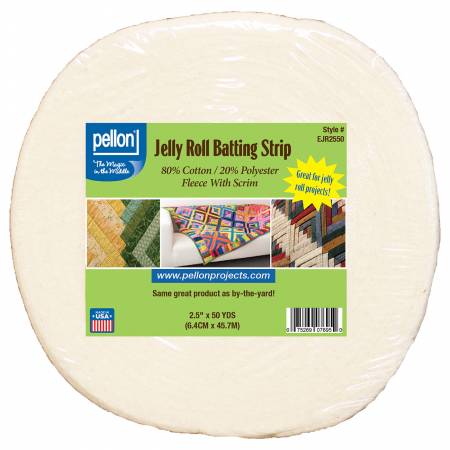 EJR-2550 80/20 Cotton/polyester Batting With Scrim Jelly Roll Strip 2.5in x 50 Yds - Pellon