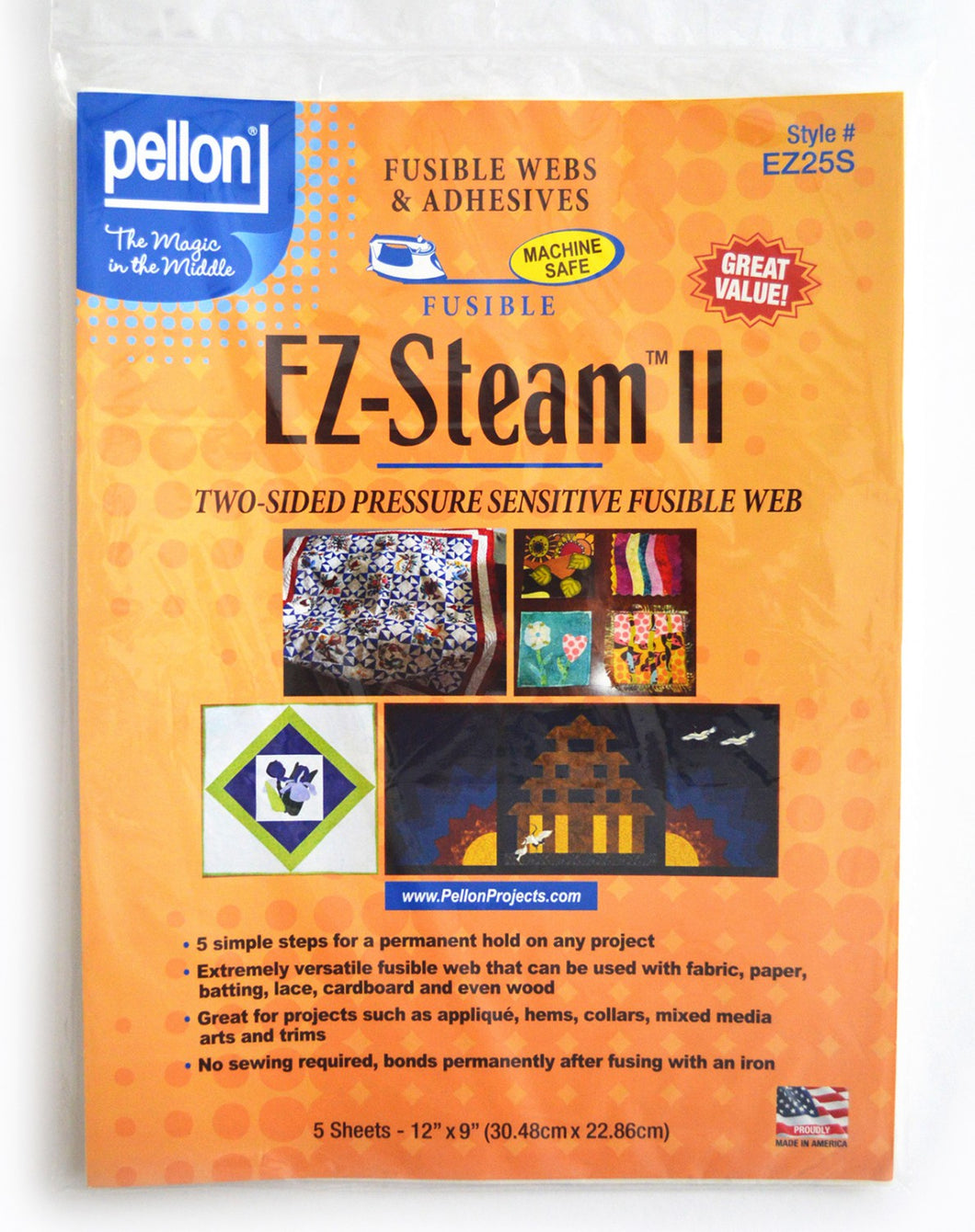 EZ25S Pellon EZ Steam II 12in x 9in 5pk