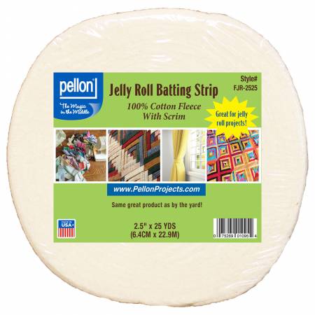 FJR-2525 Pellon Cotton With Scrim Jelly Roll Batting 2-1/2in x 25yds - Pellon