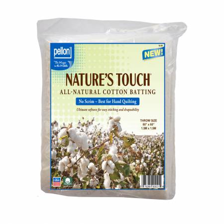 N-60 Pellon Natures Touch 100% Natural Cotton Batting Throw-sized 60in x 60in - Pellon