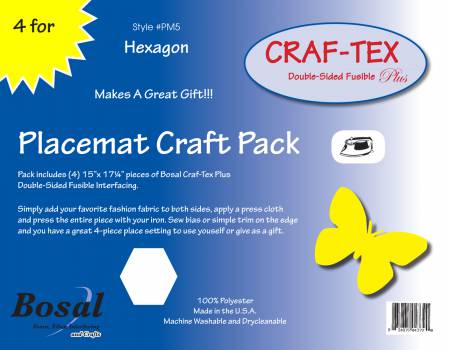 PM-5B Placemat Craft Pack 15in x 17-1/4in Hexagon 4pk - Bosal