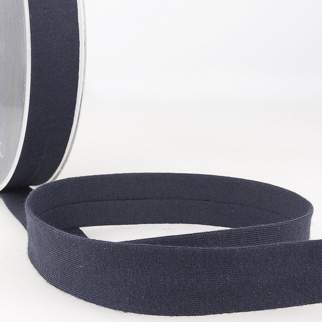 Navy Blue (027) - Bias Binding - Cotton Jersey 20mm - Stephanoise