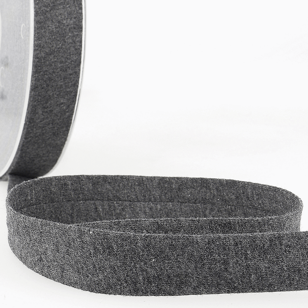 Dark Grey (033) - Bias Binding - Cotton Jersey 20mm - Stephanoise