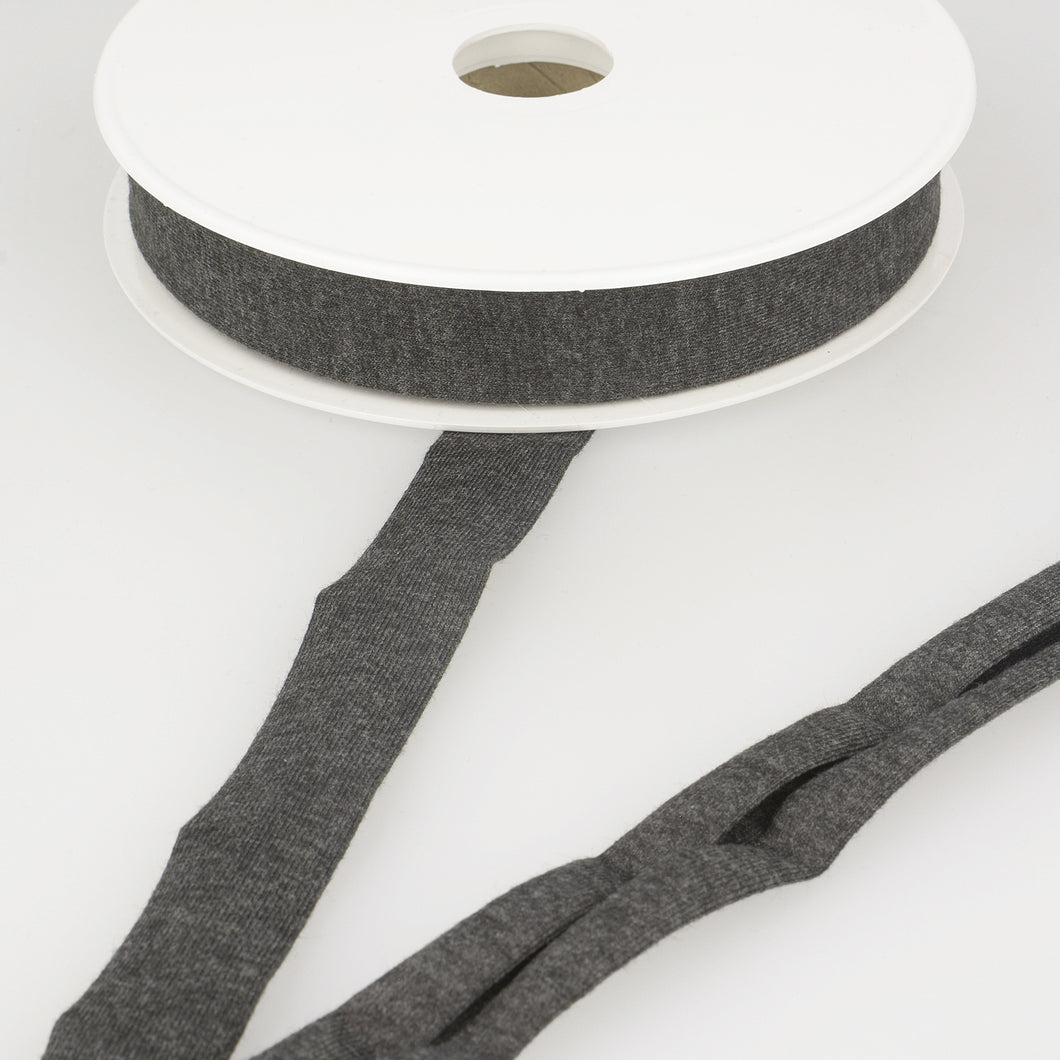 Dark Grey (038) - Bias Binding - Stretch Jersey 20mm - Stephanoise