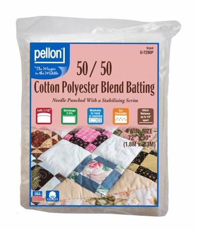 U-7290P 50/50 Cotton Poly Blend With Scrim Batting Twin 72in x 90in - Pellon