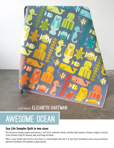 Awesome Ocean - Sea Life Sampler Quilt in two sizes Pattern by Elizabeth Hartman
