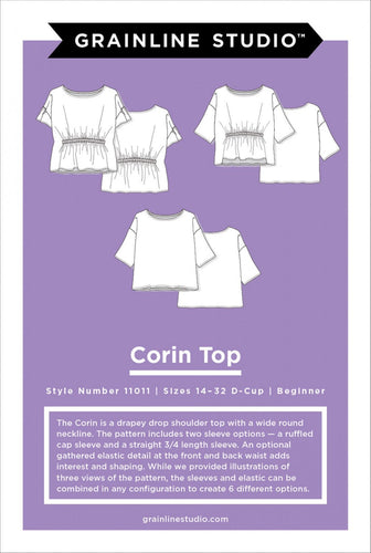 Corin Top - Sewing Pattern - Grainline Studio - Sizes 14-32 - Beginner