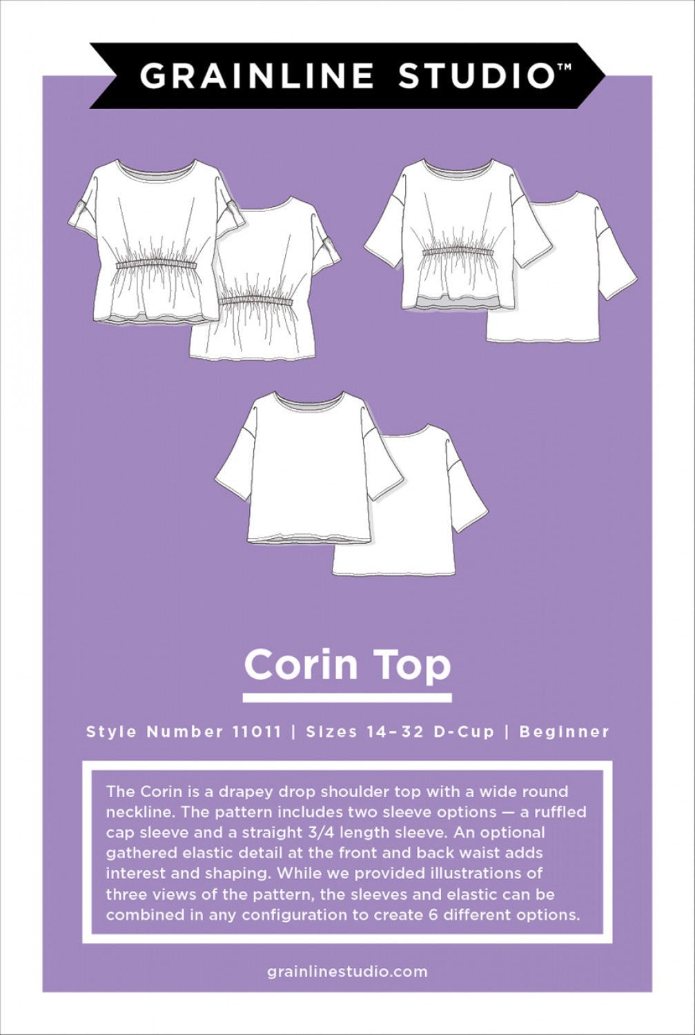 Corin Top - Sewing Pattern - Grainline Studio - Sizes 14-32 - Beginner