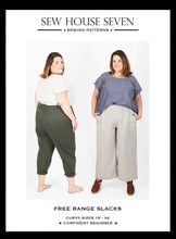 Load image into Gallery viewer, Free Range Slacks Curvy - Sew House Seven - 18-34 - Confident Beginner - Cotton/Linen Blends Fabrics
