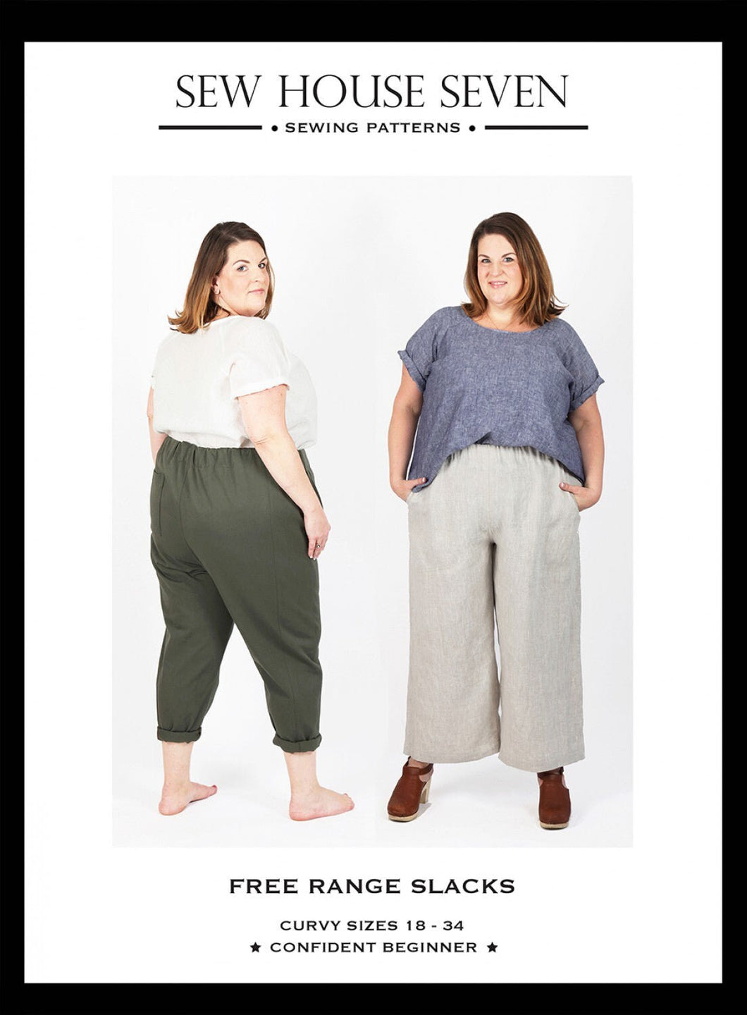 Free Range Slacks Curvy - Sew House Seven - 18-34 - Confident Beginner - Cotton/Linen Blends Fabrics
