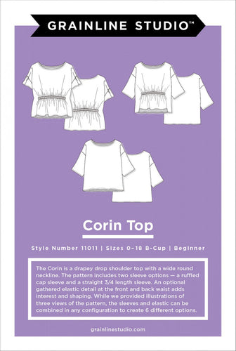 Corin Top - Sewing Pattern - Grainline Studio - Sizes 0-18 Beginner