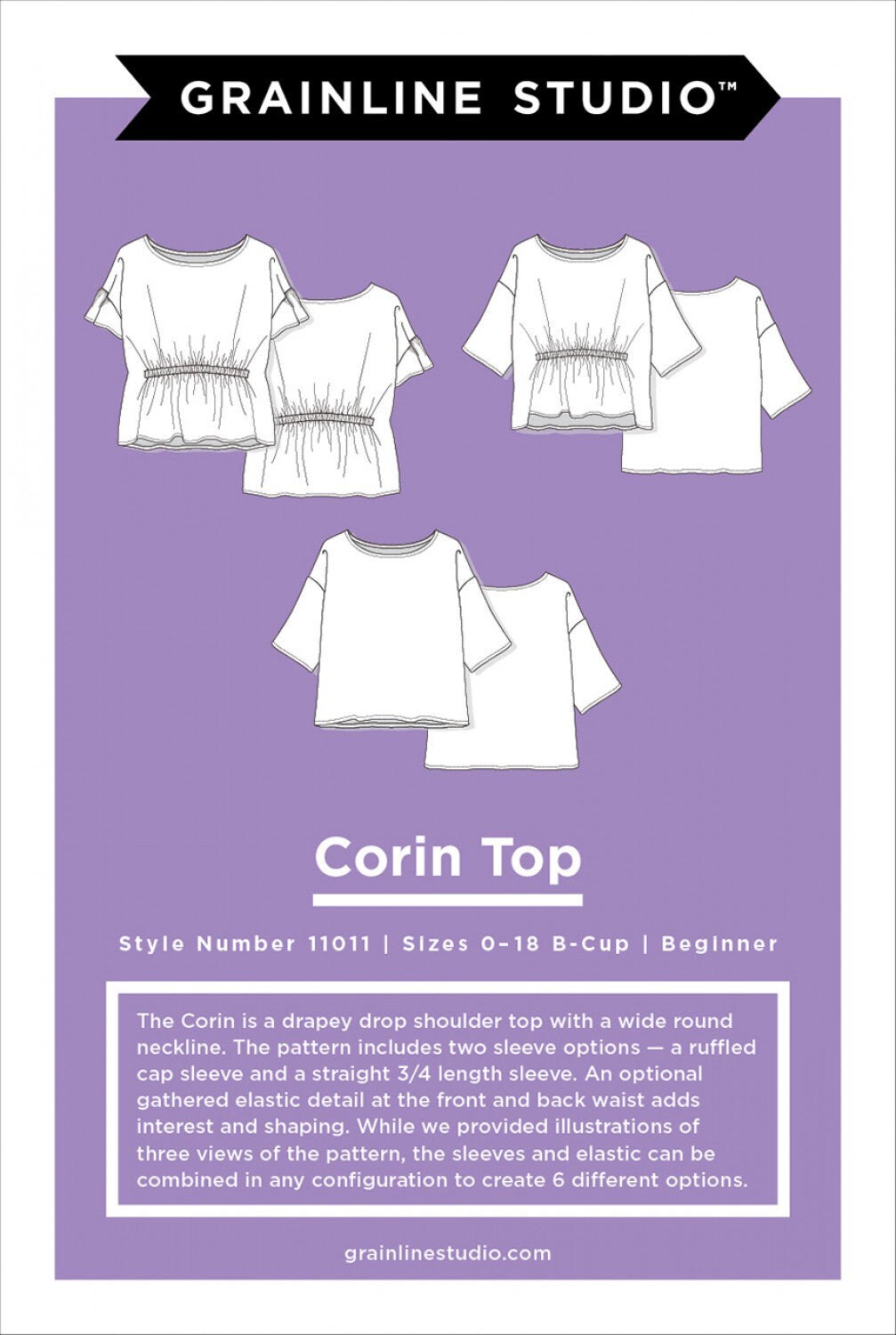 Corin Top - Sewing Pattern - Grainline Studio - Sizes 0-18 Beginner