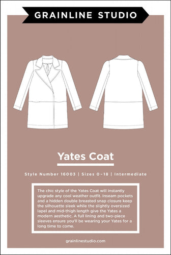 Yates Coat - Sewing Pattern - Grainline Studio - Sizes 0-18 - Intermediate