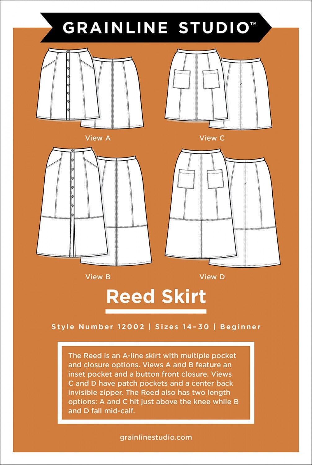 Reed Skirt - Sewing Pattern - Grainline Studio - Sizes 14-30 - Beginner