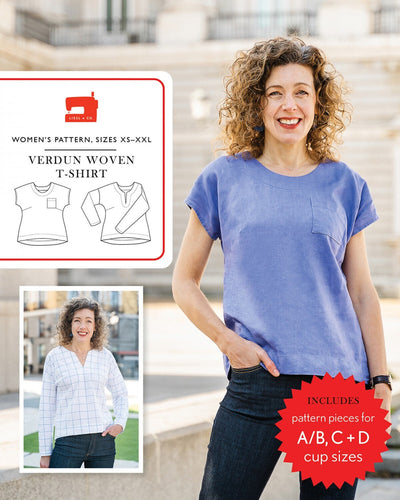 Verdun Woven T-Shirt - Sewing Pattern - Liesl & Co - Sizes XS-XXL - Diff 1/4