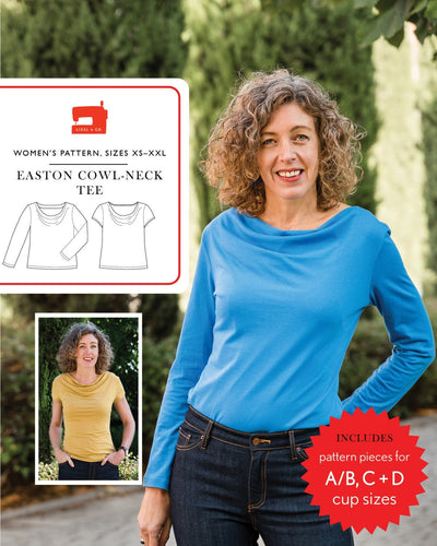 Easton Cowl-Neck Tee - Sewing Pattern - Liesl & Co - Sizes XS-XXL - Diff 1/4