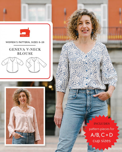 Geneva V-Neck Blouse - Sewing Pattern - Liesl & Co - Sizes 0-20 - Diff 2/4