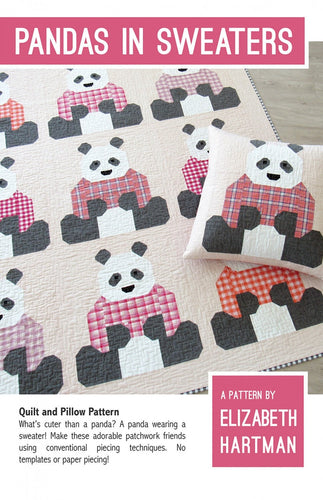 Pandas in Sweaters - Quilt and Pillow Pattern by Elizabeth Hartman