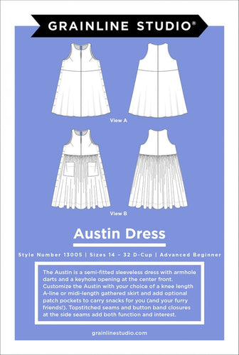 Austin Dress Pattern by Grainline Studio Sizes 14-32 - Advanced Beginner