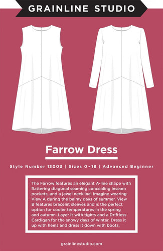 Farrow Dress Sewing Pattern Grainline Studio - Sizes 0-18 - Advanced Beginner