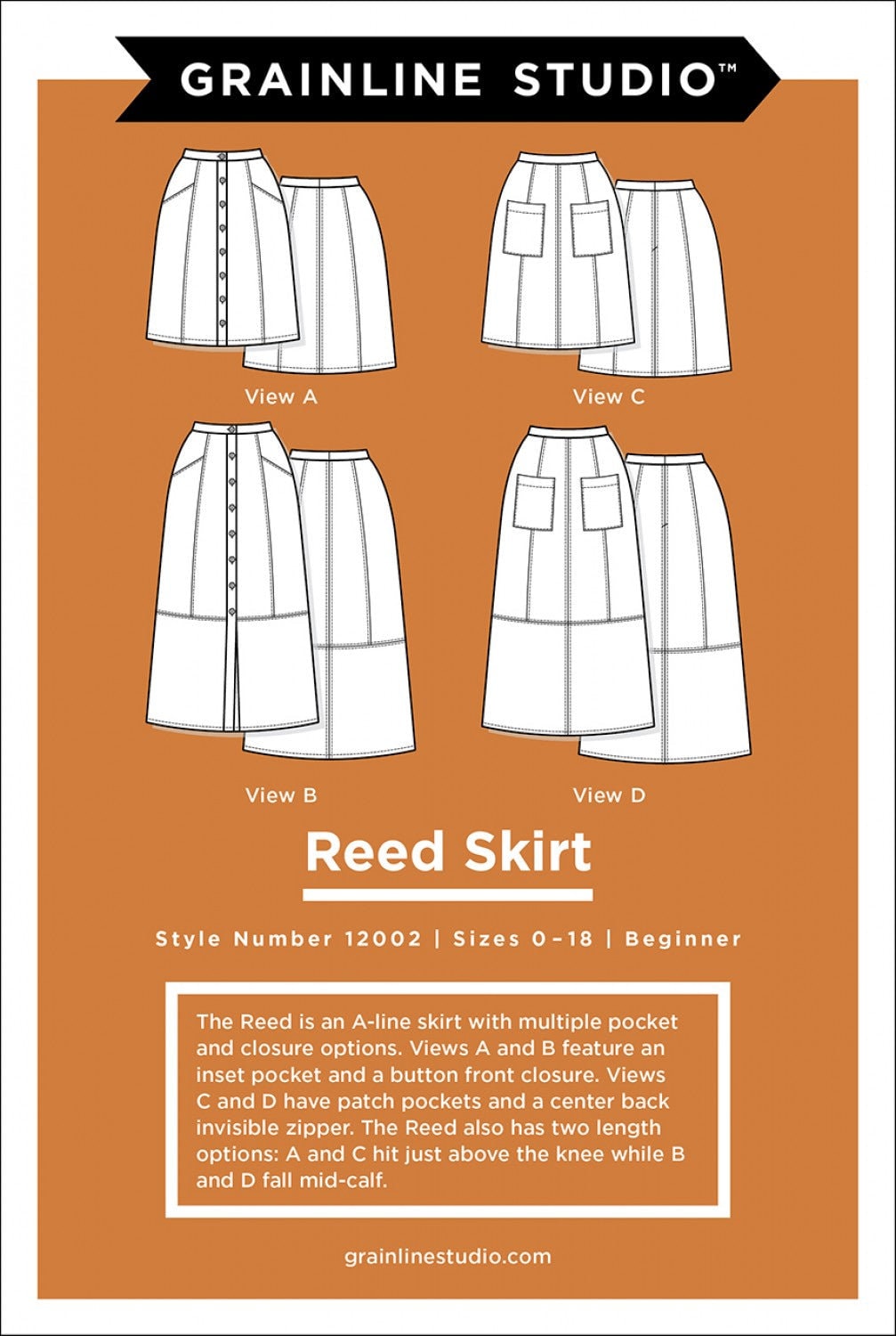 Reed Skirt - Sewing Pattern - Grainline Studio - Sizes 0-18 - Beginner