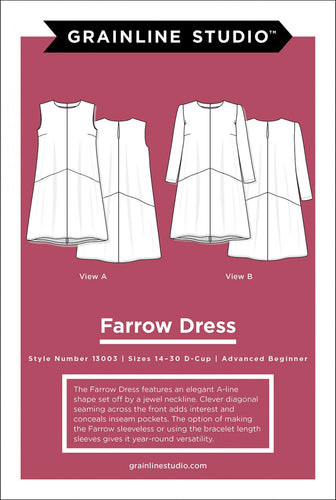 Farrow Dress Sewing Pattern Grainline Studio - Sizes 14-30 - Advanced Beginner