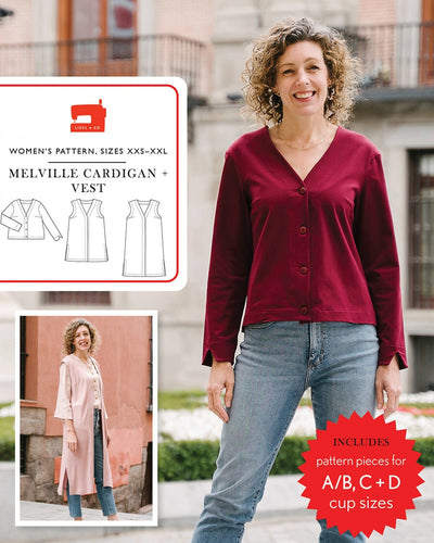 Melville Cardigan and Vest - Sewing Pattern - Liesl & Co - Sizes XS-XXL
